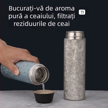 Cană termos din titan pur, cu capacitate mare, pereți dubli vid, corp integral din titan, cadou de afaceri de lux