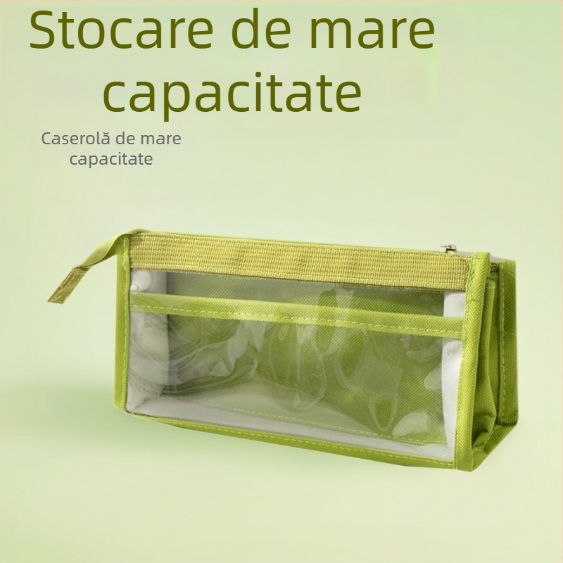 Penar pentru creioane cu capacitate mare, transparent, cu șase niveluri, multifuncțional, cu fereastră de vizualizare, stil minimalist japonez, proaspăt și elegant