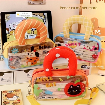 Penar de mari capacitate pentru elevi, gentuță de umăr compactă, design drăguț, poliester