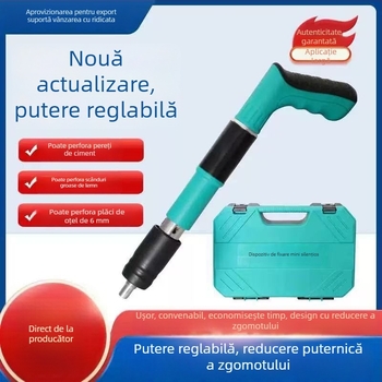 Pistol cuie pentru plafon cu dispozitiv de fixare integrat pentru instalații electrice și sanitare