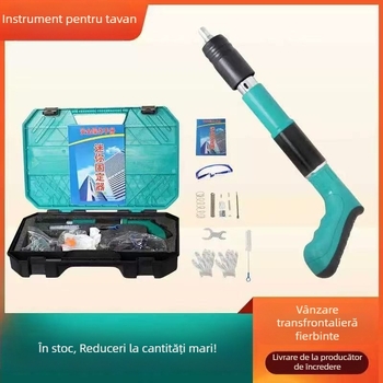 Pistol cuie pentru plafon cu dispozitiv de fixare integrat pentru instalații electrice și sanitare