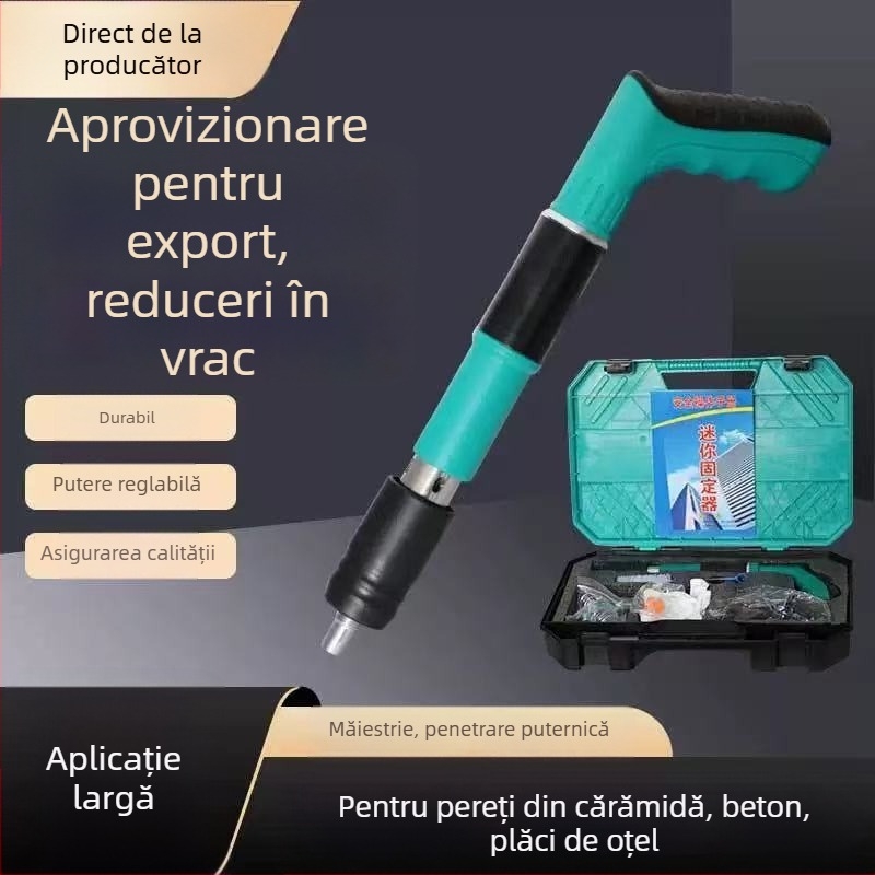 Pistol cuie pentru plafon cu dispozitiv de fixare integrat pentru instalații electrice și sanitare
