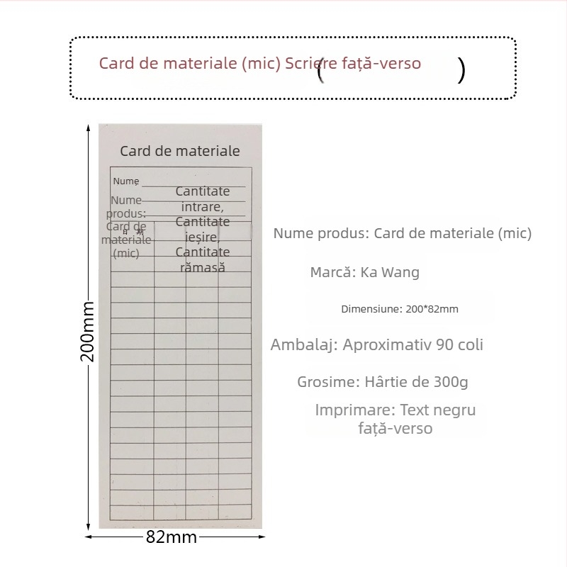 Card materiale pentru depozitare – Recepție și expediere, Registru de inventar
