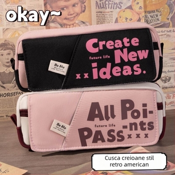 Penar în stil american retro, cu capacitate mare, design unic, potrivit pentru elevi de gimnaziu și liceu