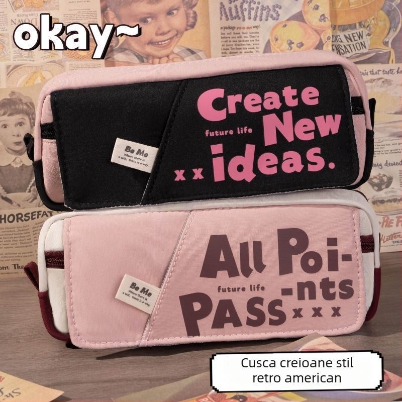 Penar în stil american retro, cu capacitate mare, design unic, potrivit pentru elevi de gimnaziu și liceu