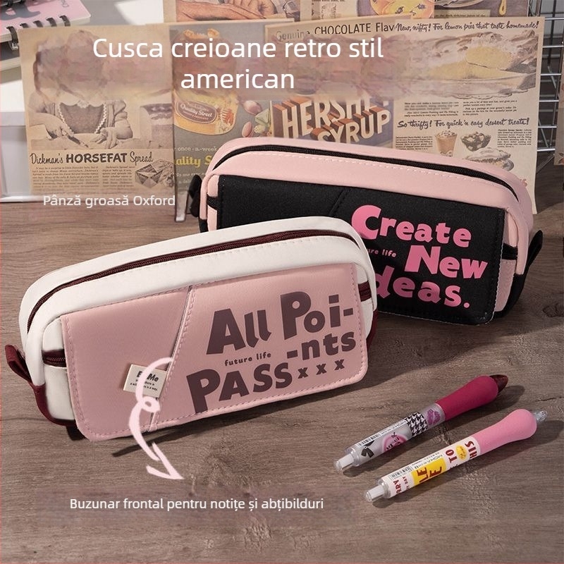 Penar în stil american retro, cu capacitate mare, design unic, potrivit pentru elevi de gimnaziu și liceu