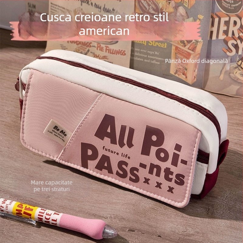 Penar în stil american retro, cu capacitate mare, design unic, potrivit pentru elevi de gimnaziu și liceu
