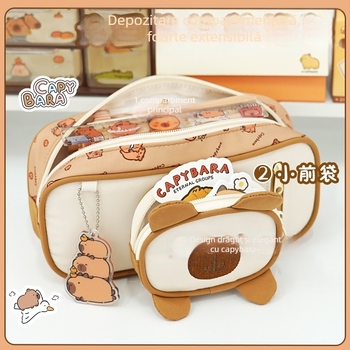 Penar Capybara cu capacitate mare, stil drăguț Instagram, organizator creativ pentru rechizite, dimensiuni 22 x 6 x 11 cm