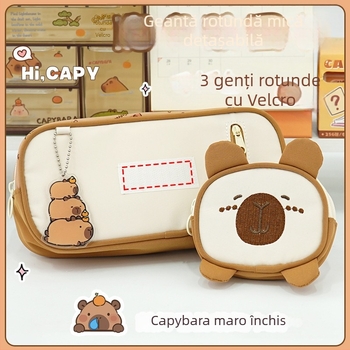 Penar Capybara cu capacitate mare, stil drăguț Instagram, organizator creativ pentru rechizite, dimensiuni 22 x 6 x 11 cm