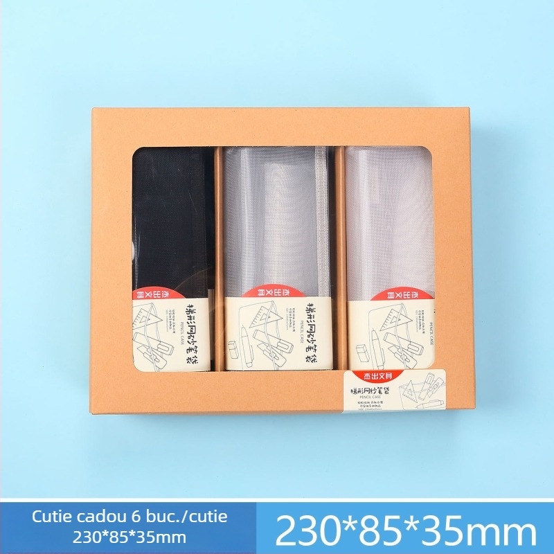Outstanding Penar transparent din plasă de nylon, în cutie cadou, stil minimalist pentru elevi, calitate superioară