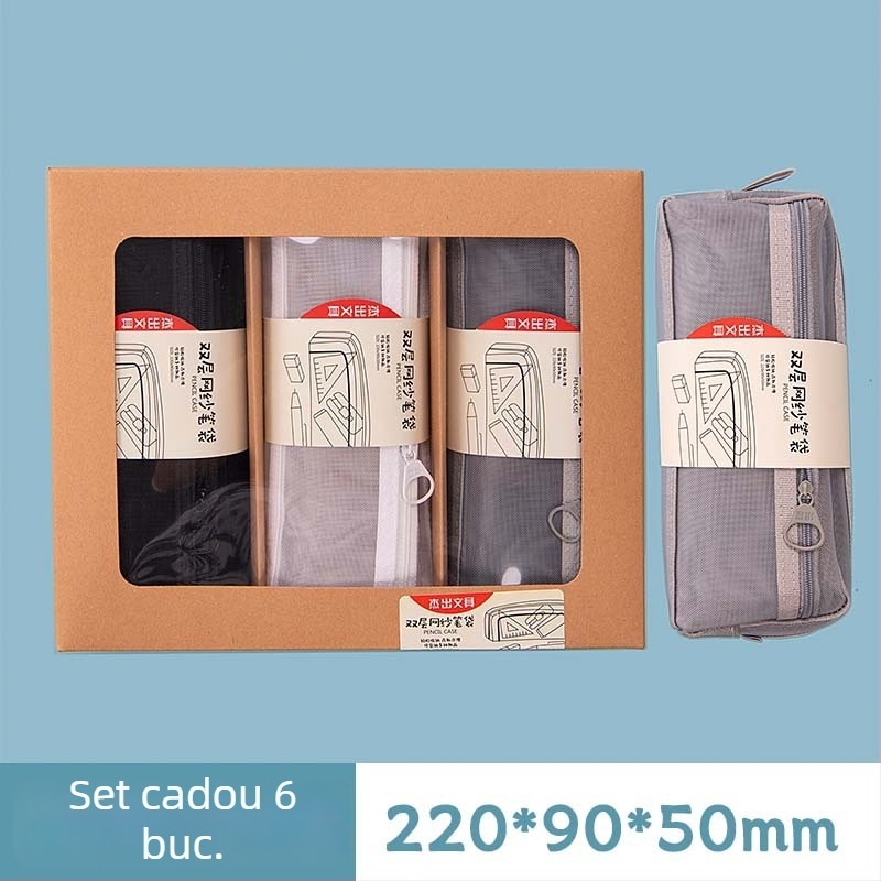Outstanding Penar transparent din plasă de nylon, în cutie cadou, stil minimalist pentru elevi, calitate superioară