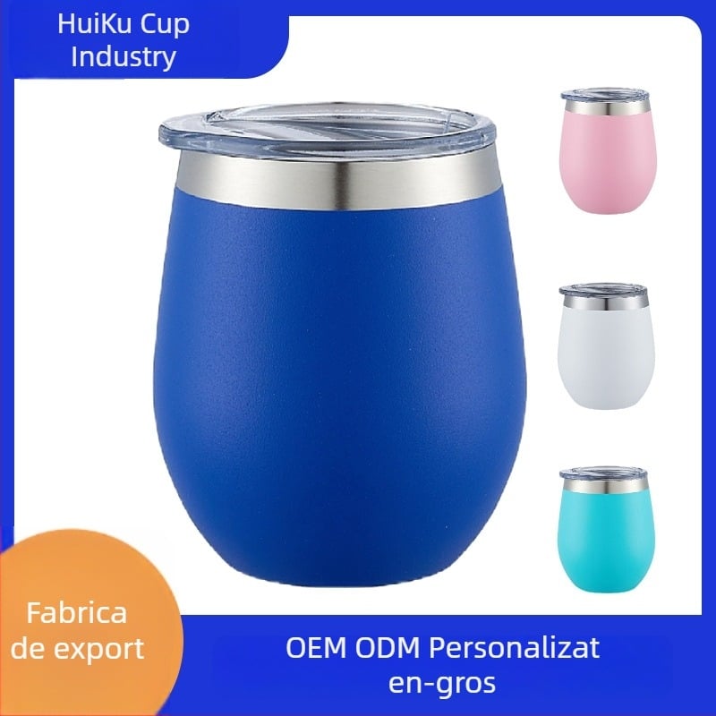 Ceașcă de ou de 8 oz, izolație în vid, interior din oțel inoxidabil 304, exterior din oțel inoxidabil 201, formă în U, finisaj cu pulverizare plastic, pahar pentru vin roșu