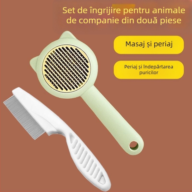 Set de îngrijire a pisicilor: pieptene pentru păr căzut, foarfecă pentru unghii, pieptene anti purici, mănuși de îngrijire și perie de păr