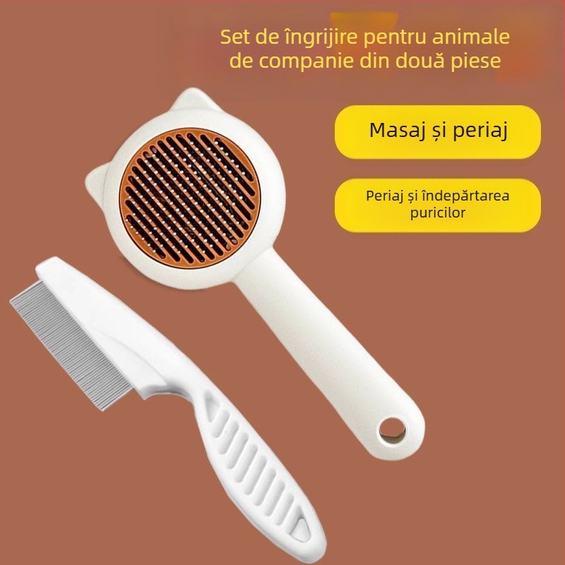 Set de îngrijire a pisicilor: pieptene pentru păr căzut, foarfecă pentru unghii, pieptene anti purici, mănuși de îngrijire și perie de păr