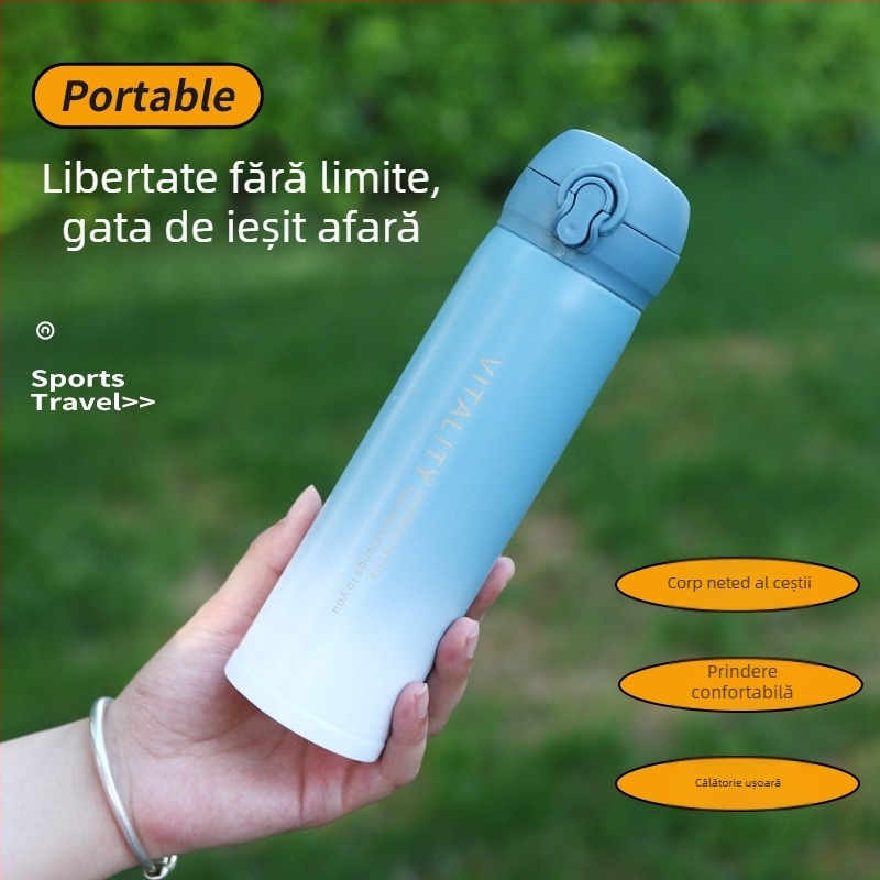 Termos din oțel inoxidabil 304, finisaj gradient, capac pop-up, compact și portabil, potrivit pentru cadouri de afaceri și suveniruri