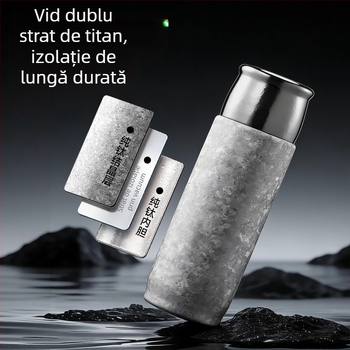 Cană termică din titan pur, cu pereți dubli, capac magnetic, ceașcă de infuzare a ceaiului din titan, cutie cadou cu separare ceai-apă
