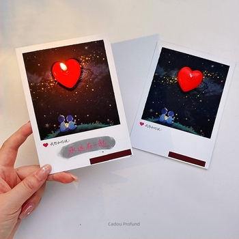 Felicitare pliantă lucrată manual, cu un mesaj ascuns pe hârtie cu efect de apă, potrivită pentru ziua de naștere și Ziua Îndrăgostiților, cadou romantic pentru iubită.