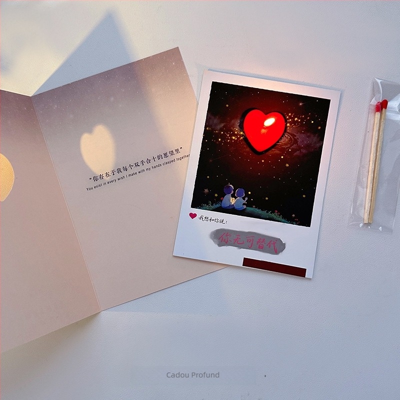 Felicitare pliantă lucrată manual, cu un mesaj ascuns pe hârtie cu efect de apă, potrivită pentru ziua de naștere și Ziua Îndrăgostiților, cadou romantic pentru iubită.