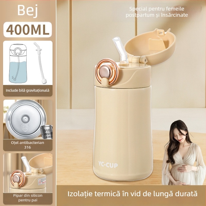 Cupe din oțel inoxidabil 316 cu bilă gravitațională, izolat termic, pentru gravide și adulți, prevenire a înecării