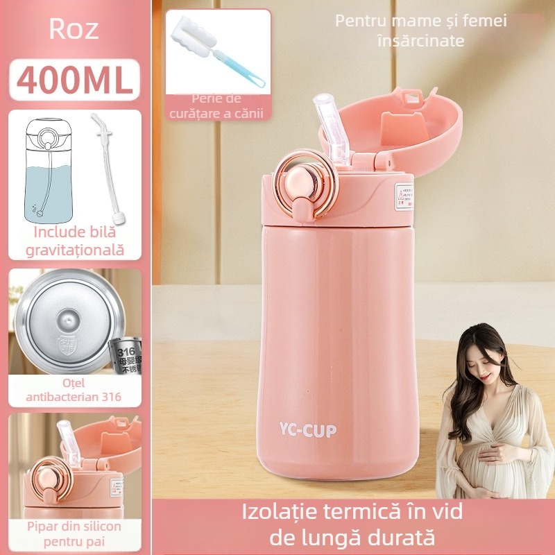 Cupe din oțel inoxidabil 316 cu bilă gravitațională, izolat termic, pentru gravide și adulți, prevenire a înecării