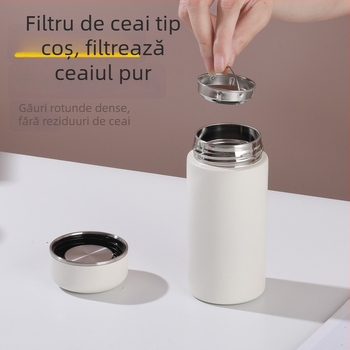 Cană portabilă mini din oțel inoxidabil 316, cu compartiment pentru ceai, izolat, cadou elegant.