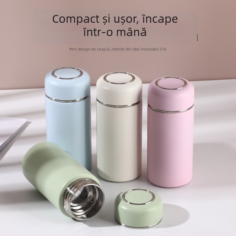 Cană portabilă mini din oțel inoxidabil 316, cu compartiment pentru ceai, izolat, cadou elegant.