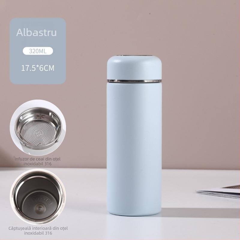 Cană portabilă mini din oțel inoxidabil 316, cu compartiment pentru ceai, izolat, cadou elegant.