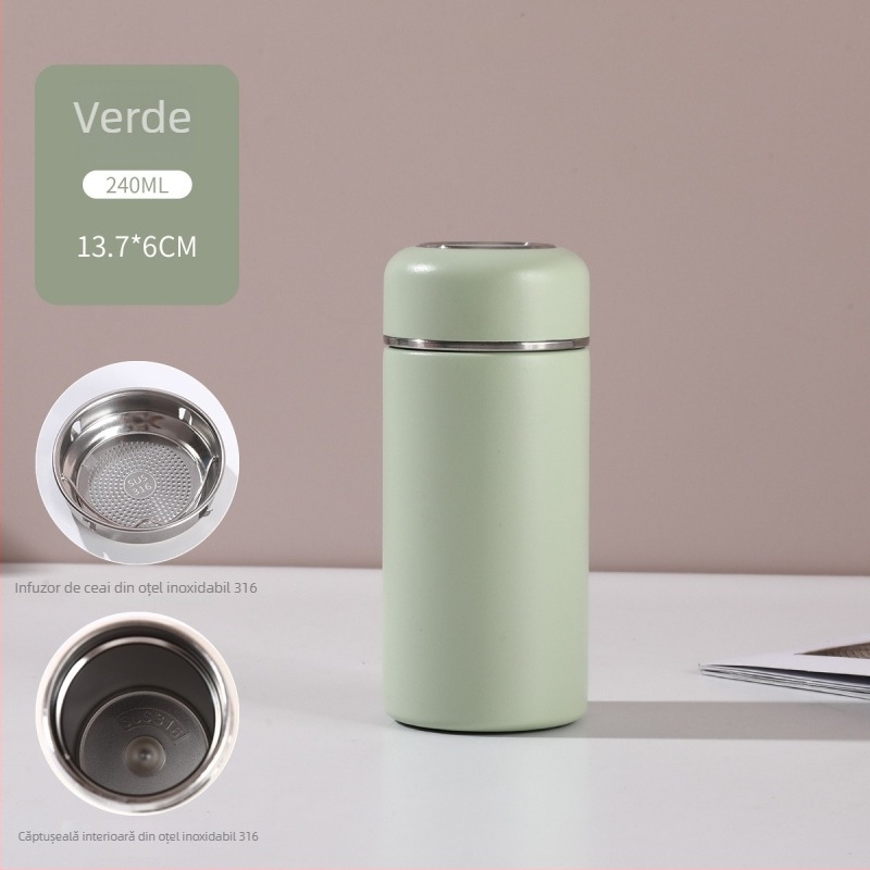 Cană portabilă mini din oțel inoxidabil 316, cu compartiment pentru ceai, izolat, cadou elegant.
