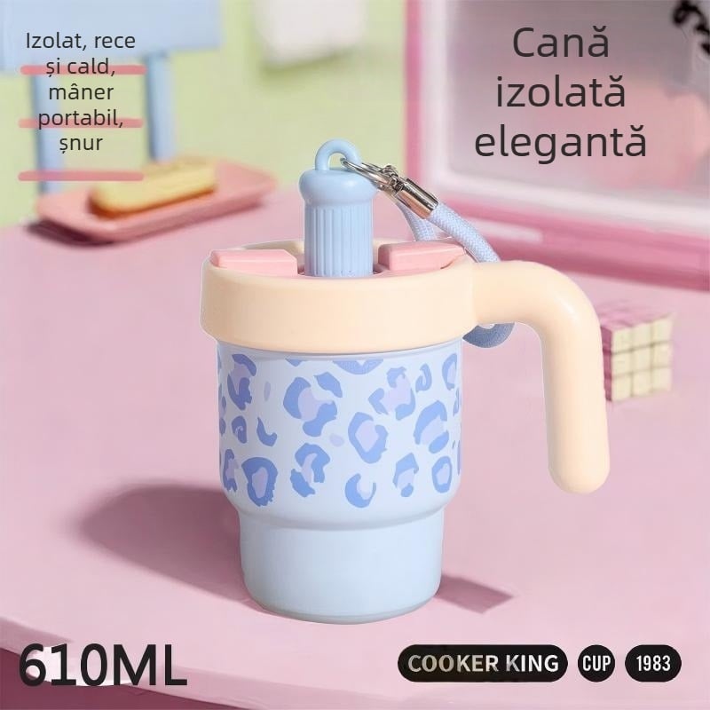 Cană termos izolat din oțel inoxidabil 316, design minimalist și elegant, potrivit pentru elevi și birou