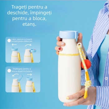 Dopamine Milk Bottle, sticlă izolată din oțel inoxidabil 316 cu separare ceai‑apă, portabilă pentru exterior, pahar dublu pentru băut, capac răsucire