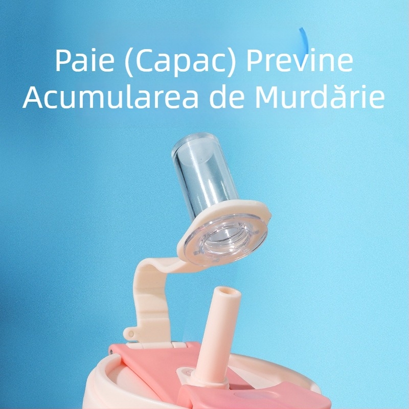 Cana termo din oțel inoxidabil 304, cu mâner și pai, pentru mașină, portabilă, cu pereți dubli vacuum