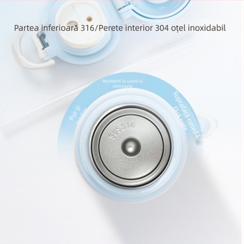 Cană termică pentru copii, cu două paiuri, portabilă, pentru elevi, cu buzunar lateral, capacitate mare