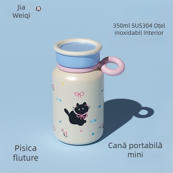 Termos pentru copii din oțel inoxidabil, design desen animat, izolație vid, sticlă de apă portabilă pentru școală și sport