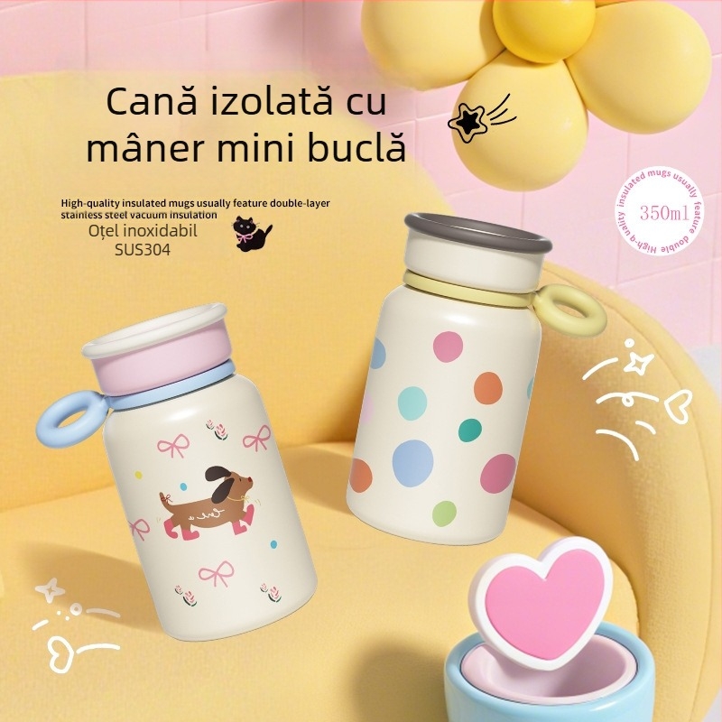 Termos pentru copii din oțel inoxidabil, design desen animat, izolație vid, sticlă de apă portabilă pentru școală și sport