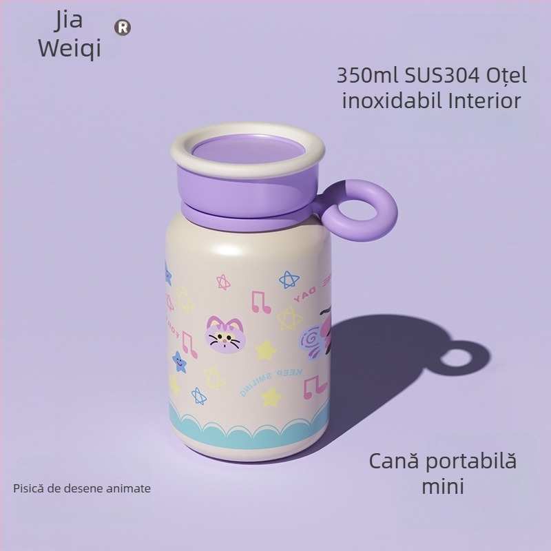 Termos pentru copii din oțel inoxidabil, design desen animat, izolație vid, sticlă de apă portabilă pentru școală și sport