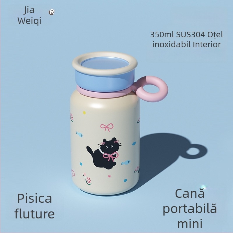 Termos pentru copii din oțel inoxidabil, design desen animat, izolație vid, sticlă de apă portabilă pentru școală și sport