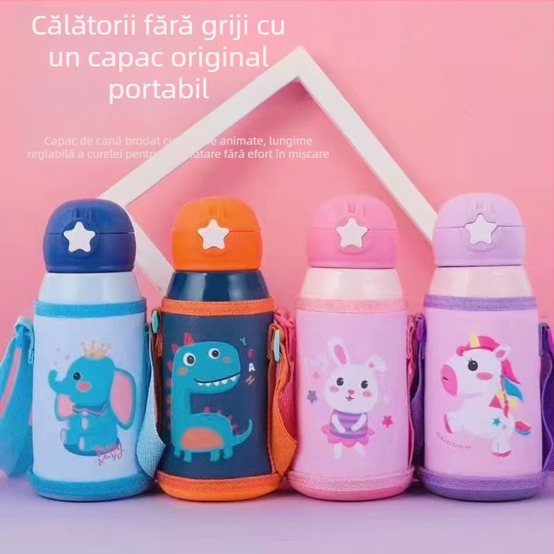 Star Lid cană termică pentru copii din oțel inoxidabil 304, portabilă, cu un pahar și trei capace
