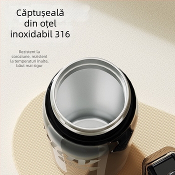 Fuquan Kaile Termos cu pai, interior din 316 oțel inoxidabil, exterior din 304 oțel inoxidabil, portabil pentru călătorii, muncă și activități în aer liber