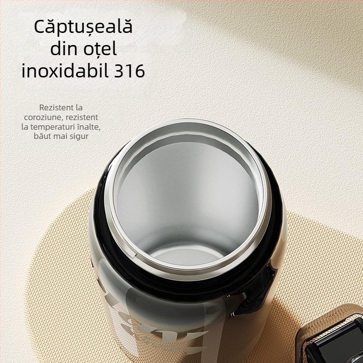 Fuquan Kaile Termos cu pai, interior din 316 oțel inoxidabil, exterior din 304 oțel inoxidabil, portabil pentru călătorii, muncă și activități în aer liber