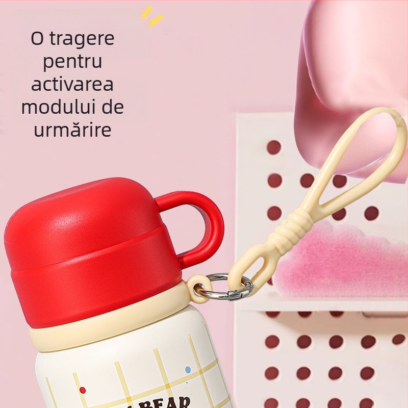 Cană termoizolantă cu mâner, design drăguț cu desene animate, interior din oțel inoxidabil 316, portabil pentru elevi