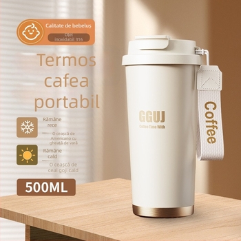 Cană din oțel inoxidabil 316, cu pai, izolație termică, portabilă pentru mașină; ceașcă trei în unu pentru băuturi și cafea