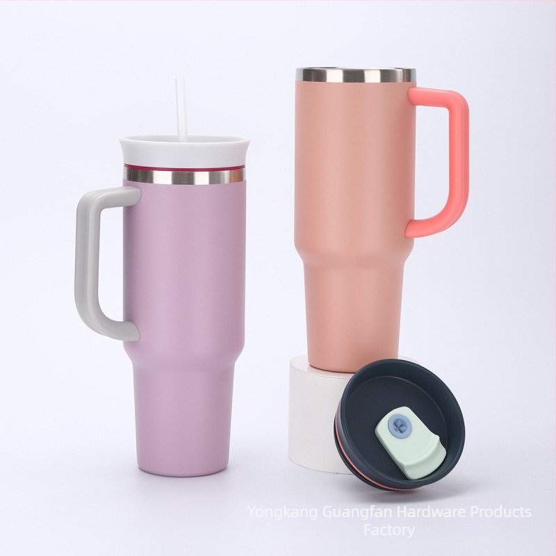 Owala 40oz cană pentru mașină cu mâner și pai, termos izolat din oțel inoxidabil 304 interior, 201 exterior