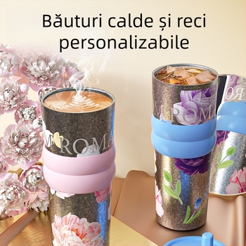 Cană din titan pur cu pai, ceașcă izolată de cafea, cană de apă elegantă pentru femei, pahar premium pentru mașină cu gheață