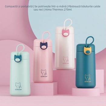 Aikesi Aimei Aimeng 304 oțel inoxidabil termoizolat, cană portabilă cu desen animat, versiune coreeană pentru sport, cană termoizolantă creativă