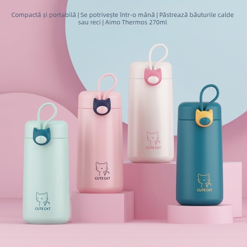 Aikesi Aimei Aimeng 304 oțel inoxidabil termoizolat, cană portabilă cu desen animat, versiune coreeană pentru sport, cană termoizolantă creativă