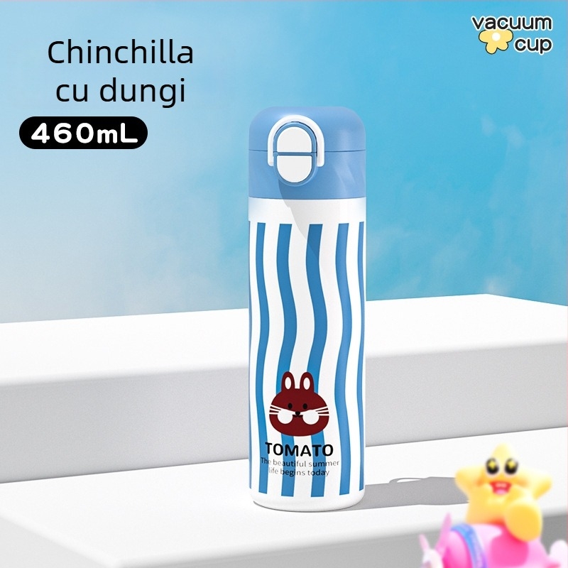 Cana termică pentru copii din oțel inoxidabil 316, capacitate mare, cu pai, design desen animat