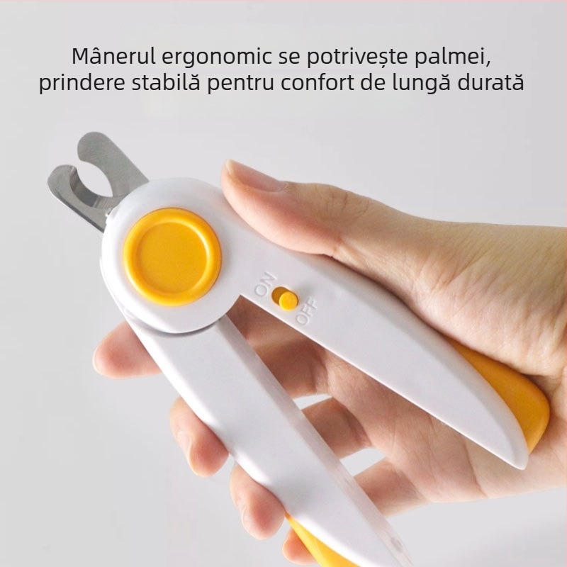 Clește de unghii pentru câini Corgi cu fișier, LED, anti-stropire, pentru începători