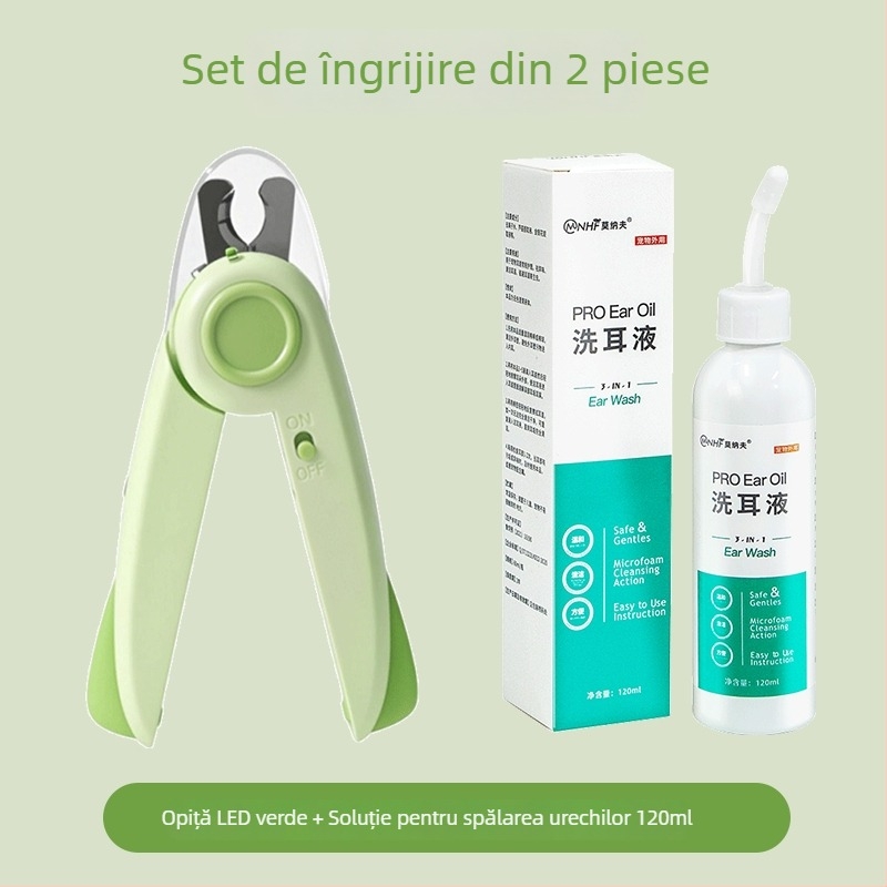 Clește de unghii pentru câini Corgi cu fișier, LED, anti-stropire, pentru începători