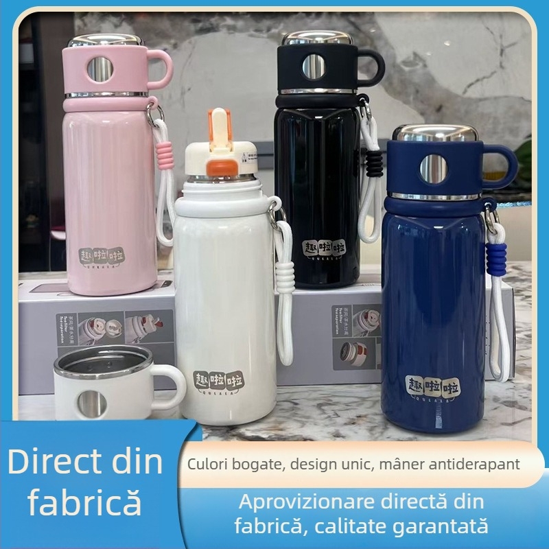 Ceșă izolată din oțel inoxidabil 316, cu separare ceai–apă, cu pai, portabilă pentru exterior