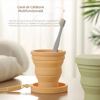 Cupa de apă din silicon pliabilă pentru drumeții în aer liber, ceașcă de camping retractabilă, culoare solidă